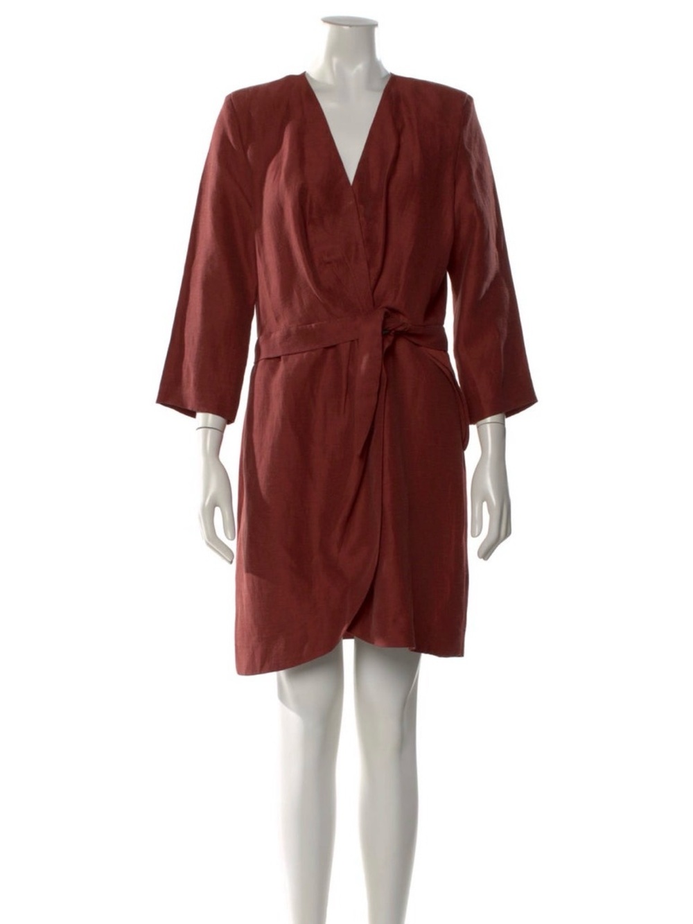 Sandro Wrap-Style Dress in Deep Rust Large EUC Knee Length